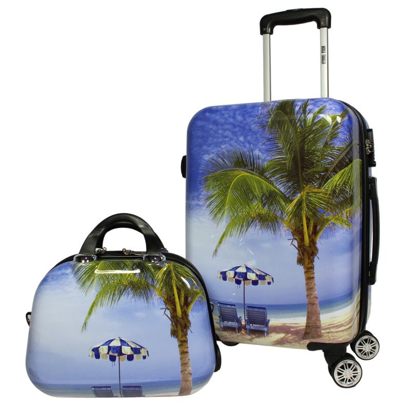 World Traveler Palm Tree 2-Piece Hardside Carry-On Spinner Luggage Set