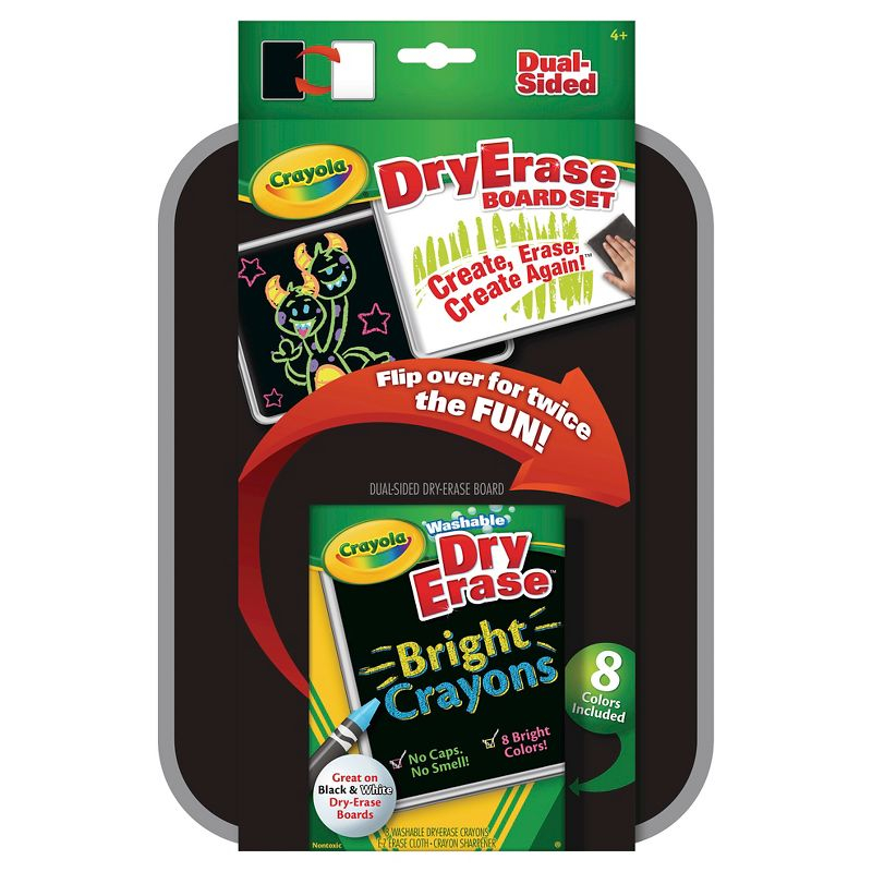 Crayola Dual Sided Dry Erase Board Set with Dry Erase Crayons 8ct: Kids Whiteboard & Presentation Board Accessories