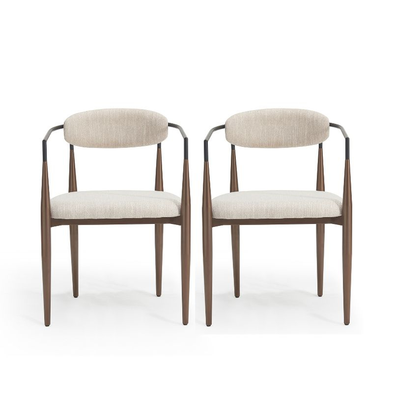 Christopher Knight Home Judith Upholstered Iron Dining Chair (Set of 2), Beige and Black and Gold