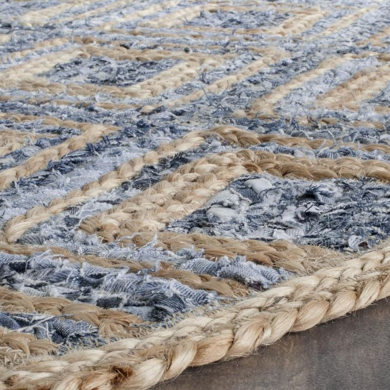 Cape Cod CAP354 Woven Indoor Area Rug - Natural/Blue - 8'x8' - Safavieh