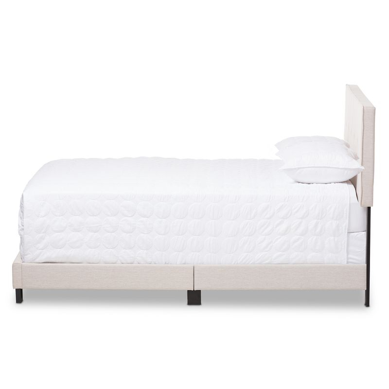 Full Hampton Modern and Contemporary Fabric Upholstered Bed Light Beige - Baxton Studio: Polyester, Rubberwood Frame, MDF