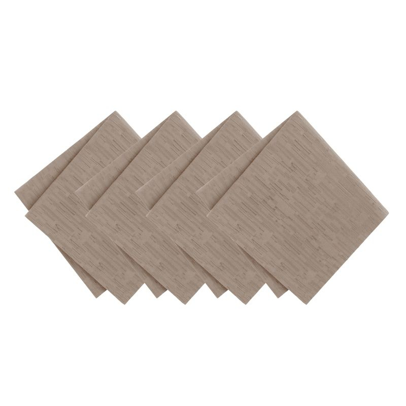 Continental Solid Texture Water and Stain Resistant Napkins, Set of 4 - 17" x 17" - Taupe - Elrene Home Fashions