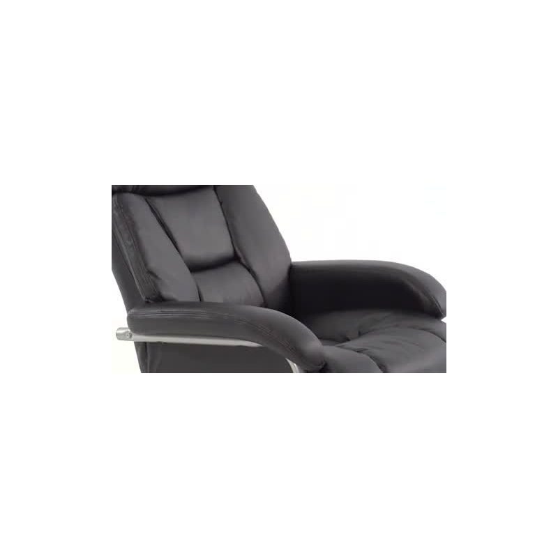 Flash Furniture Contemporary Multi-Position Recliner and Ottoman with Metal Base in Black LeatherSoft