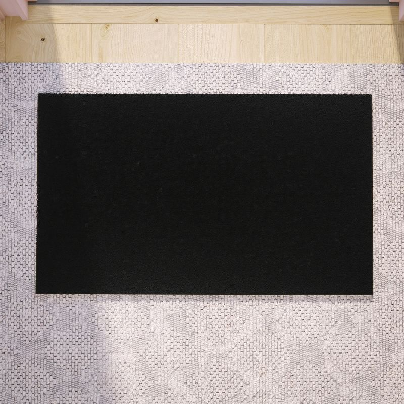 Flash Furniture Harbold 18" x 30" Indoor/Outdoor Solid Natural Coir Doormat with Non-Slip Backing in Black
