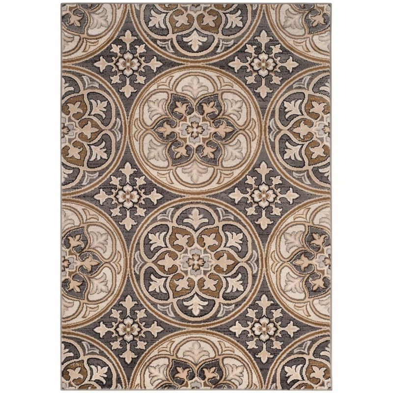 Lyndhurst LNH341 Power Loomed Area Rug - Light Grey/Beige - 5'3"x7'6" - Safavieh
