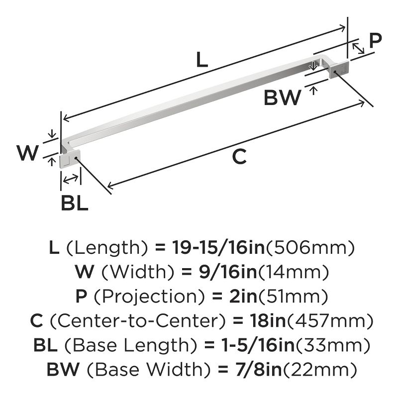 Amerock Westerly 18 inch (457mm) Center-to-Center Polished Chrome Appliance Pull