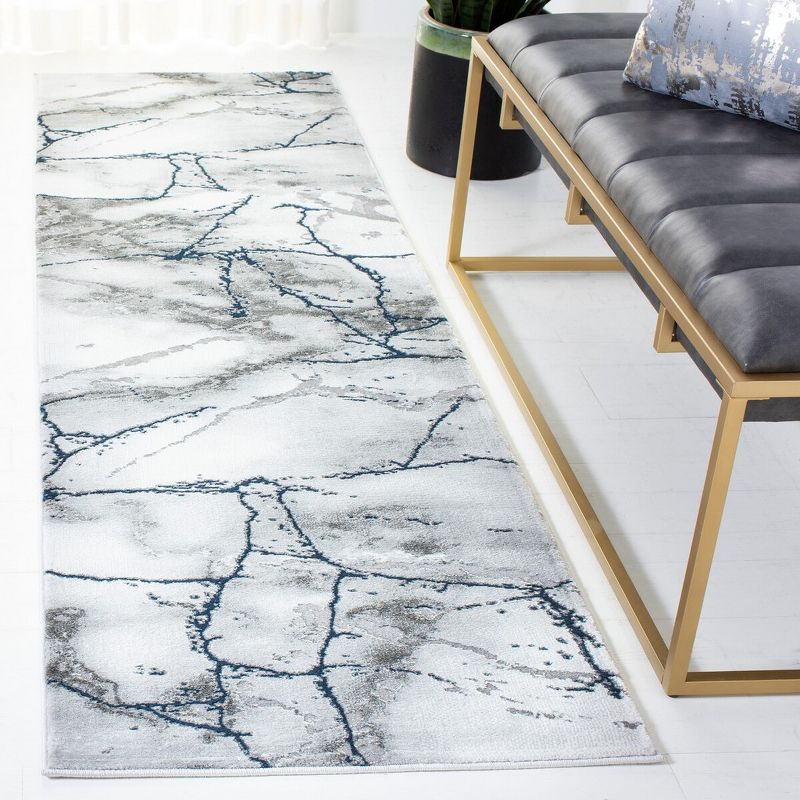 Craft CFT877 Loomed Indoor Runner Rug - Ivory Grey/Blue - 2'3"x8' - Safavieh