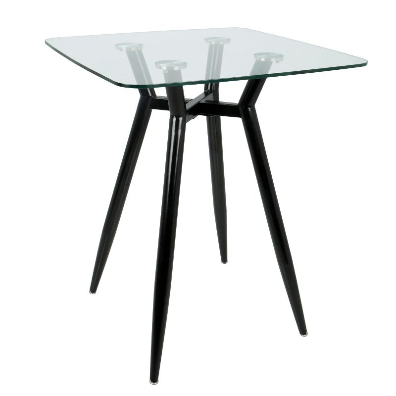 Clara Mid-Century Modern Square Counter Table Clear - LumiSource: Geometric Metal Base, 4-Seat Pub Style