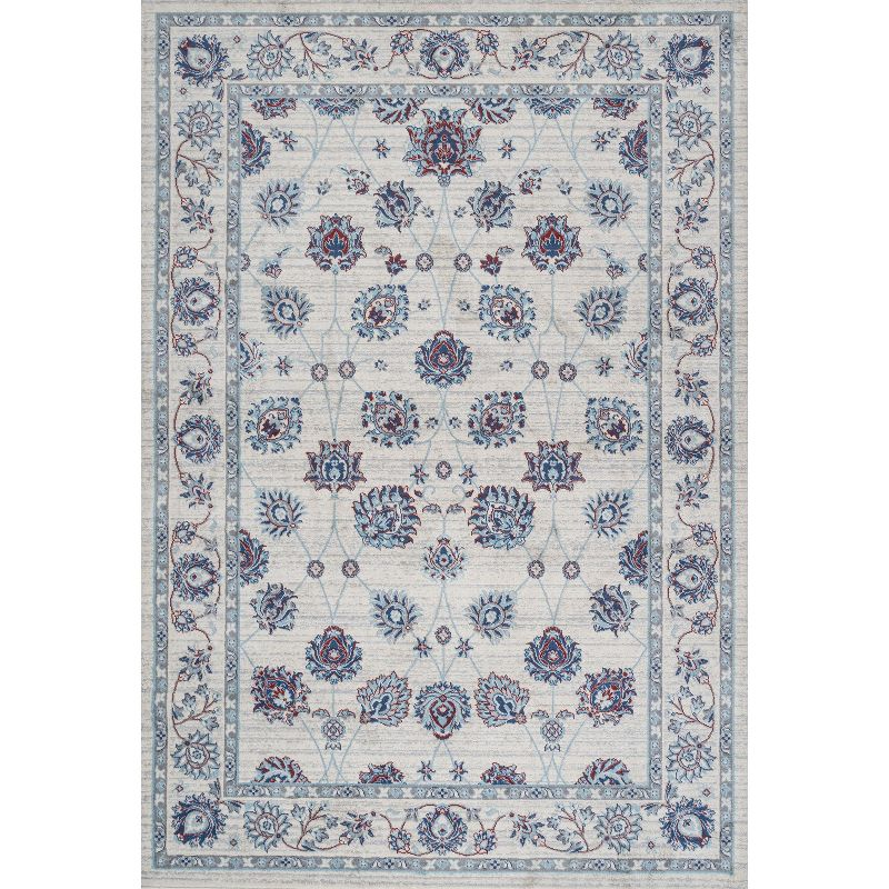 3' X 5' Modern Persian Vintage Moroccan Traditional Area Rug, Ivory/Blue/Red - JONATHAN Y