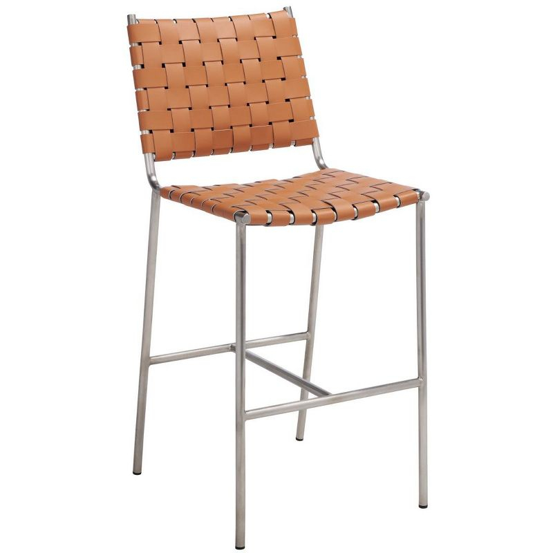 Olenna Woven Counter Stool - BST3011 - Cognac/Silver - Safavieh