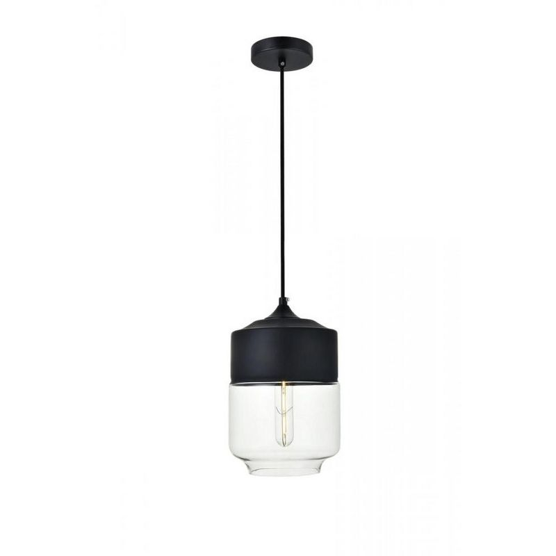 Elegant Lighting Ashwell 1 Light Black Pendant With Clear Glass