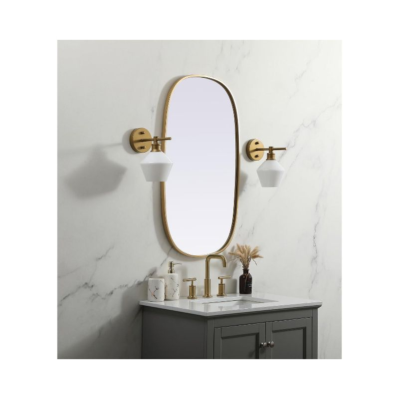 Elegant Lighting Metal Frame Oval Mirror 20x36 Inch in Brass