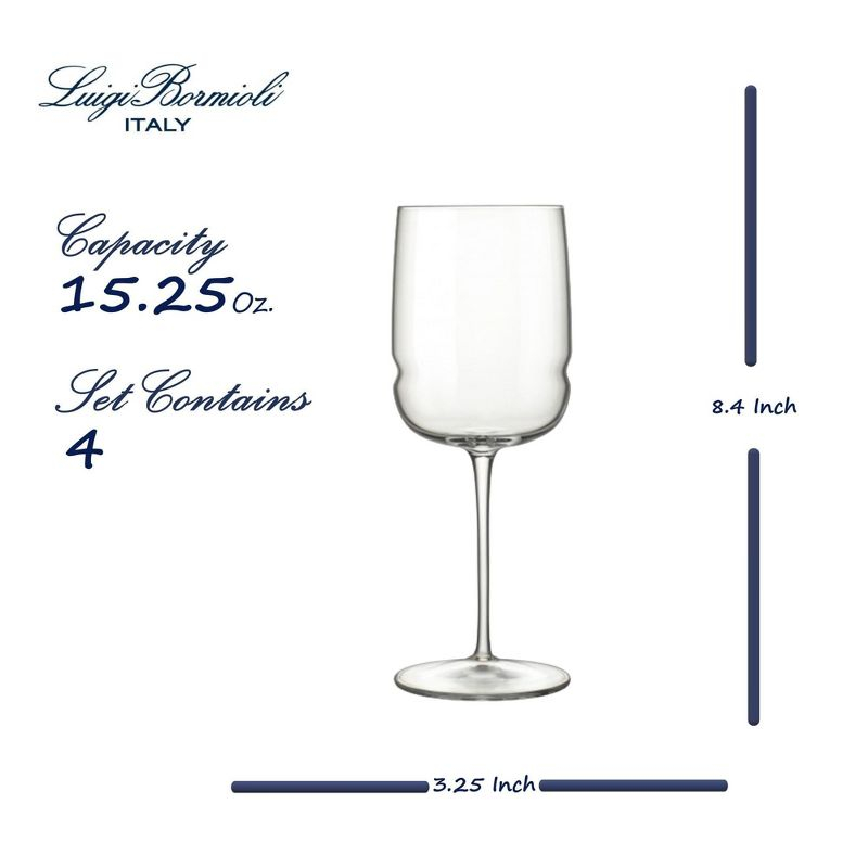 Luigi Bormioli Grandioso Chardonnay 15.25 oz. Wineglass, Set of 4, Titanium Reinforced Stem, Made of SON-hyx Crystal, Made in Italy