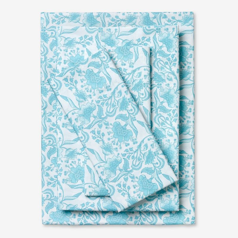 BrylaneHome Comfort Cloud Floral Sheet Set - Queen, Light Aqua
