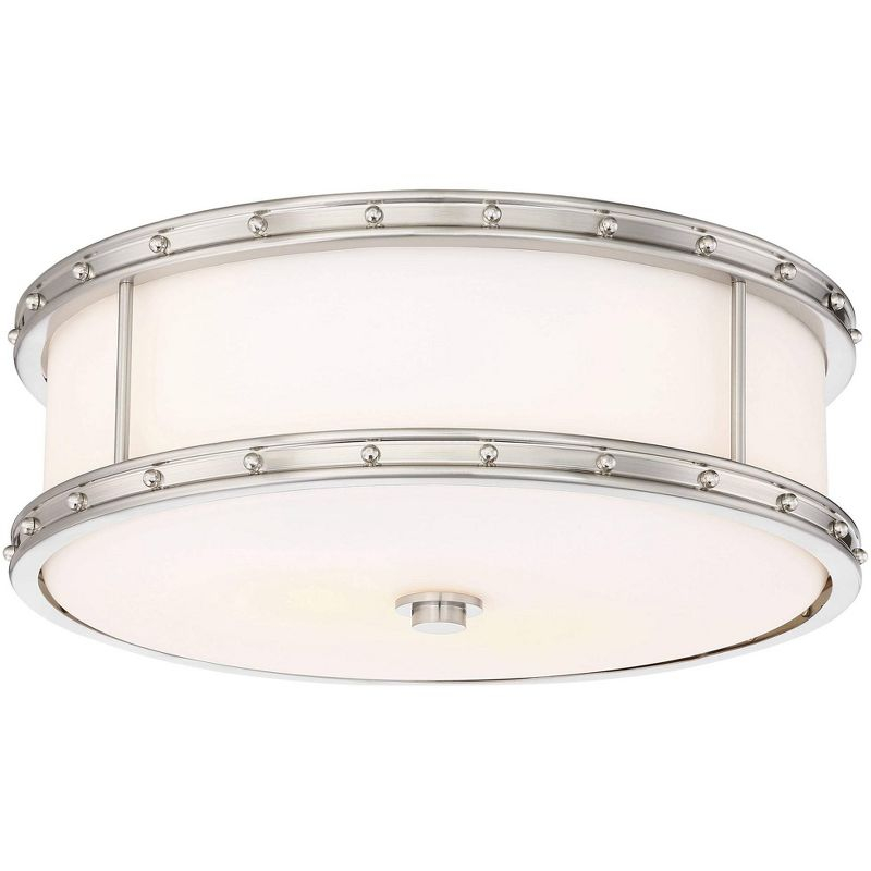 Minka Lavery Modern Ceiling Light Flush Mount Fixture 15 1/2" Brushed Nickel Dimmable LED Etched Opal Glass Shade for Bedroom Home