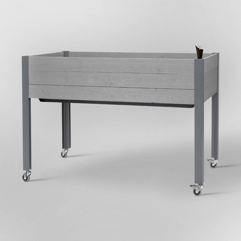 47" Wide rectangular Planter Self-Watering Wooden Gray - CedarCraft