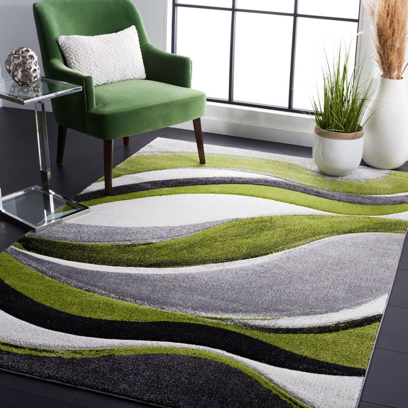 Hollywood HLW766 Machine Made Area Rug - 8'x10' - Grey/Green - Safavieh