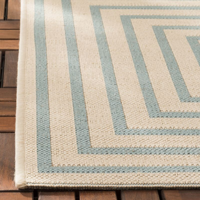 Beach House BHS123 Power Loomed Indoor/Outdoor Area Rug - Cream/Aqua - 4'x6' - Safavieh