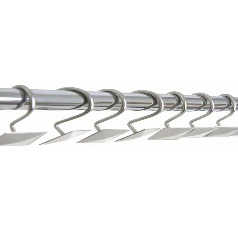Home Mart Goods 12 Piece Set - Satin Nickel Heavy Duty Shower Rectangle Curtain Hooks Rings Rustproof Metal