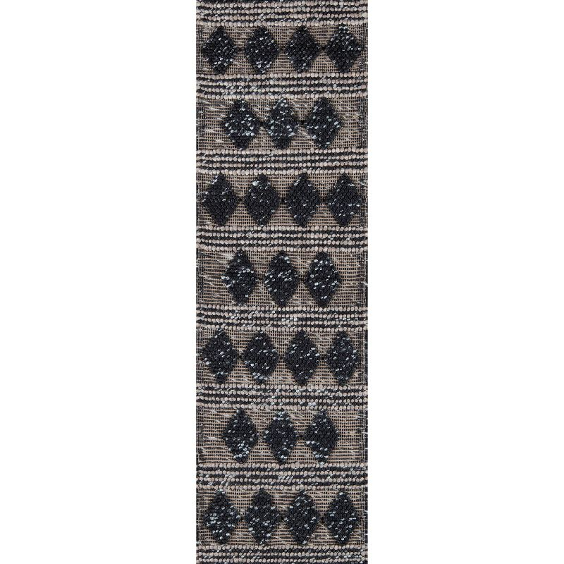 2'3"x8' Runner Andes Alisa Rug Charcoal - Momeni: Modern Geometric Wool & Viscose, Medium Pile, Handmade Indoor Rug