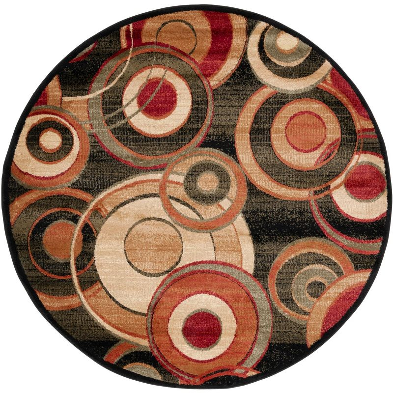 Lyndhurst LNH225 Power Loomed Area Rug - Black/Multi - 7' Round - Safavieh