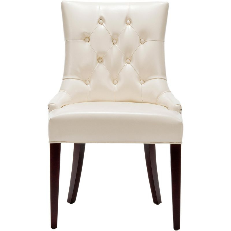 Amanda 19"H Tufted Chair with Nickel Nail Heads - Flat Cream - Safavieh