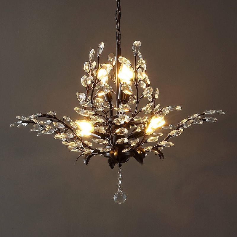 28.5" 7-Light Diantha Contemporary Bohemian Iron/Acrylic LED Pendant Oil Rubbed Bronze/Clear - JONATHAN Y: ETL Listed, Adjustable Height