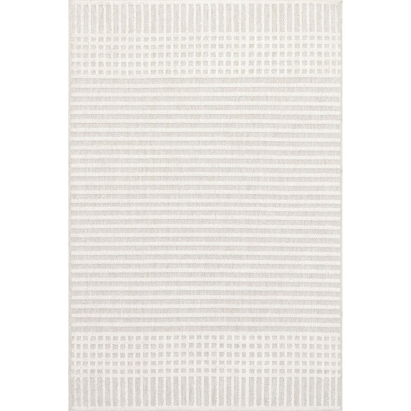 Nuloom Yulia Geometric Bands Pet Friendly Machine Washable Area Rug, 12' x 15', Light Grey