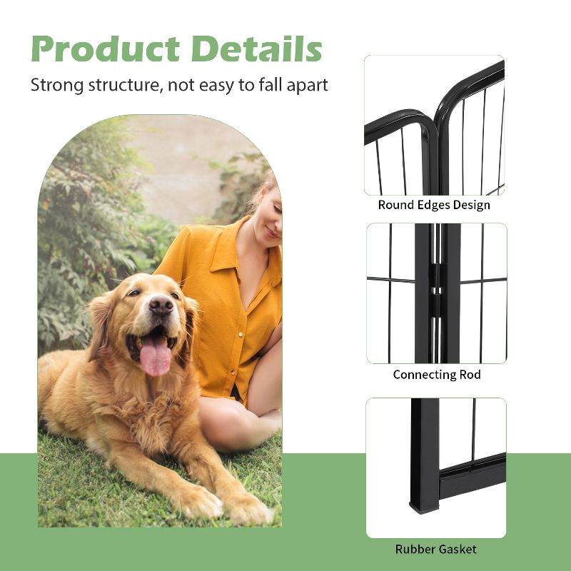 FDW Dog Playpen Pet Dog Fence 32" Height 16 Panels Metal Dog Pen Outdoor Exercise Pen with Doors for Large/Medium /Small Dogs Camping,Yard