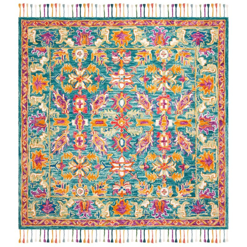 Aspen APN113 Hand Tufted Area Rug - Turquoise/Purple - 7' X 7' Square - Safavieh.