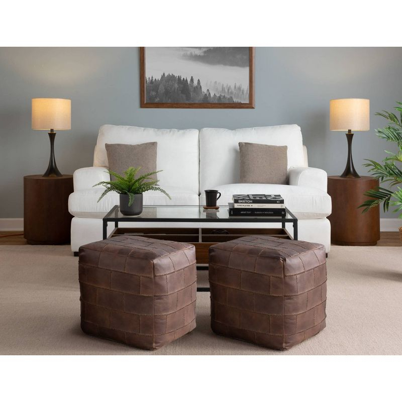 LumiSource (Set of 2) Lenuxe 24" Contemporary Metal Table Lamps Oil Rubbed Bronze with Natural Linen Shade from Grandview Gallery
