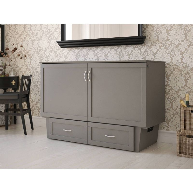 Queen Monroe Murphy Bed Chest with Memory Foam Mattress - AFI: USB Turbo Charger