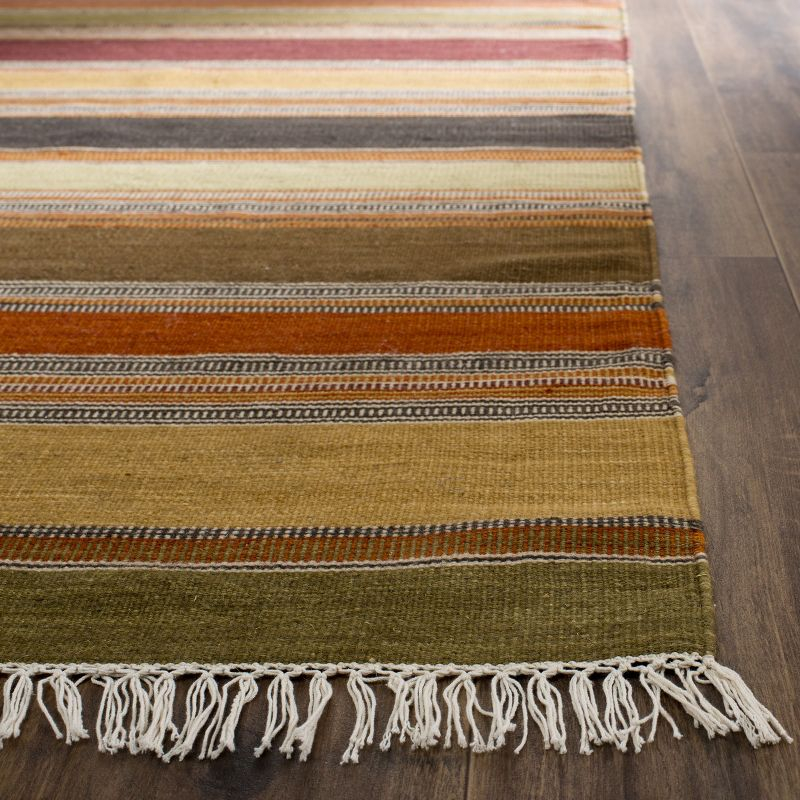 Striped Kilim STK315 Hand Woven Indoor Area Rug - Gold - 4'x6' - Safavieh.