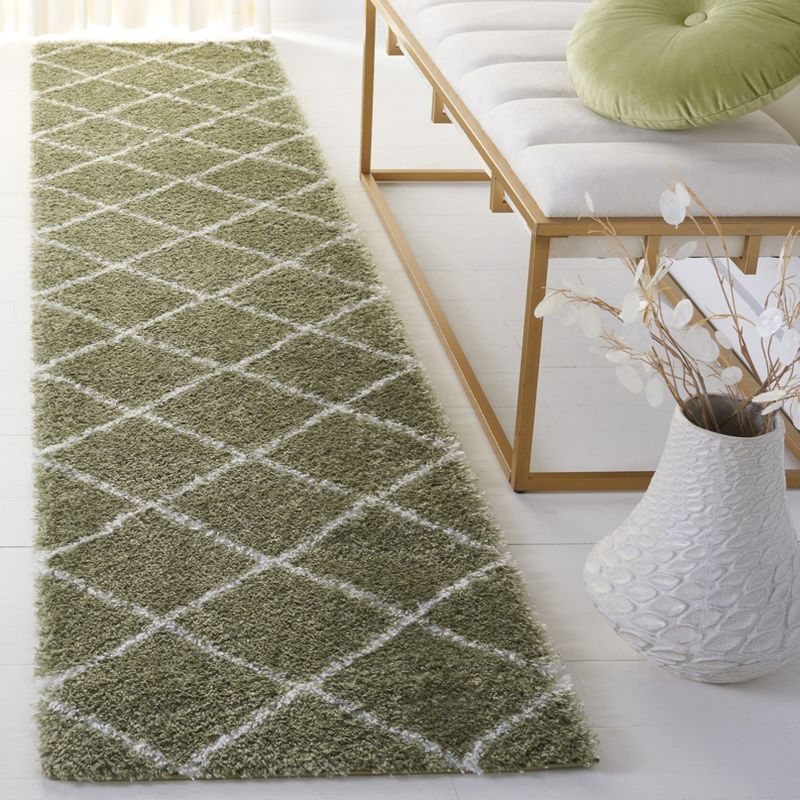 Tahoe Shag THO676 Power Loomed Runner Rug - Sage/White - 2'x9' - Safavieh.