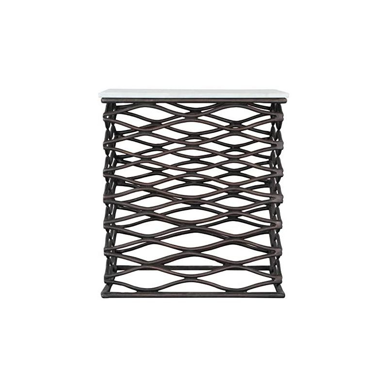 Zuo Duke Side Table White & Antique Bronze