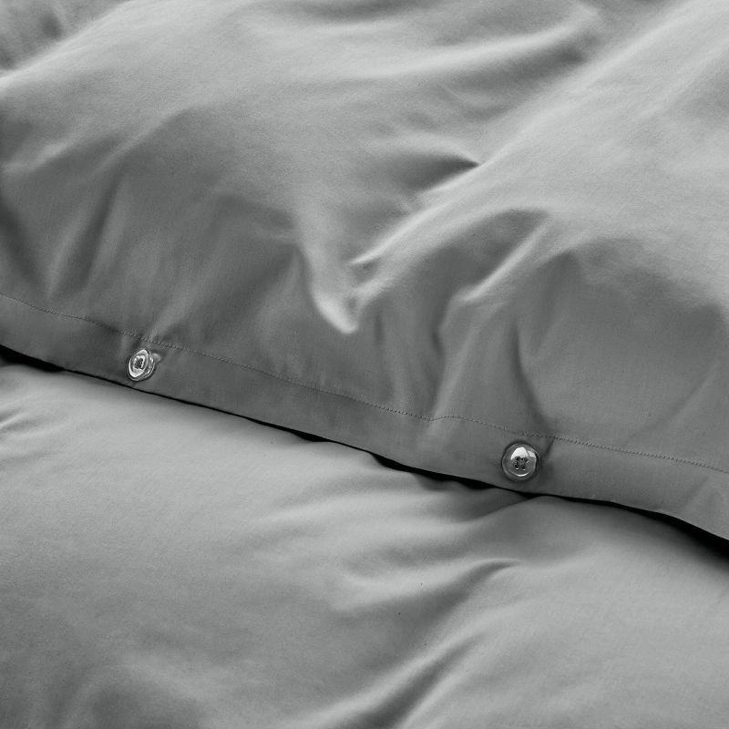 Dark Gray Duvet Cover Full / Queen - 400 Thread Count , 100% Pure Cotton Comforter Cover and Two Pillow Shams, with Button Closure and Corner Ties