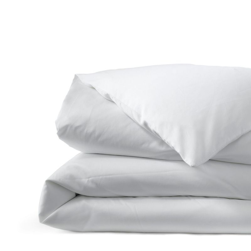 Lands' End 400 Thread Count Premium Supima Cotton No Iron Sateen Duvet Bed Cover - Full - White