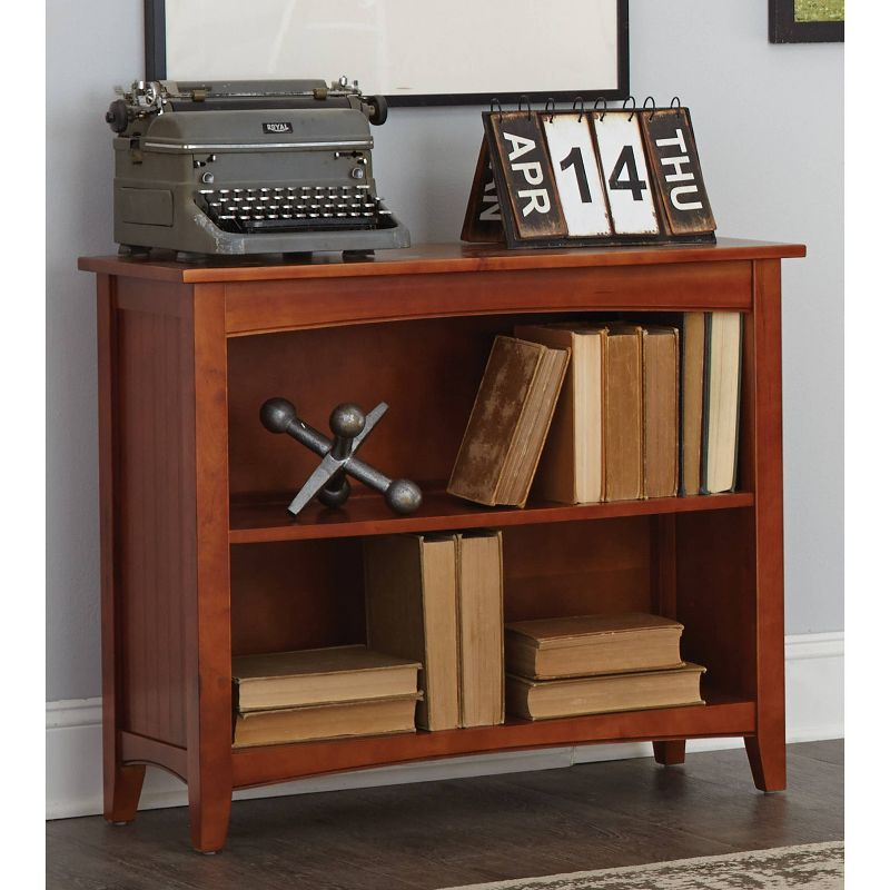 30" 2 shelf Bookshelf Hardwood Cherry - Alaterre Furniture: Mid-Century Modern, Fixed Shelves, Metal Hardware