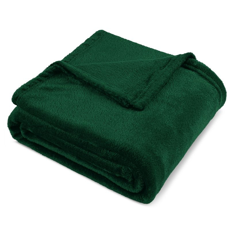 PAVILIA Luxury Fleece Blanket Throw for Bed, Soft Lightweight Plush Flannel Blanket for Sofa Couch , Emerald Green/Queen - 90x90