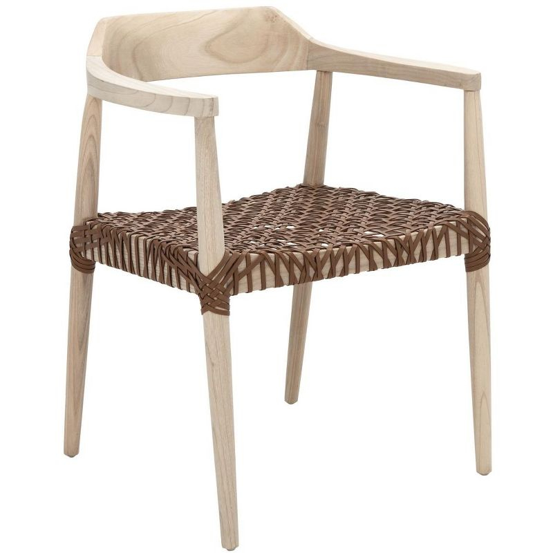 Munro Leather Woven Accent Chair - ACH1005 - Natural/Light Honey - Safavieh
