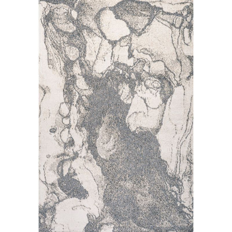 5' x 8' Marmo Abstract Marbled Modern Area Rug, Gray/Cream - JONATHAN Y