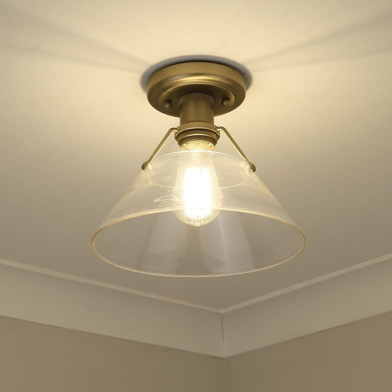 Golden Lighting Orwell 1-Light Flush Mount in Brushed Champagne Bronze with Opal Glass