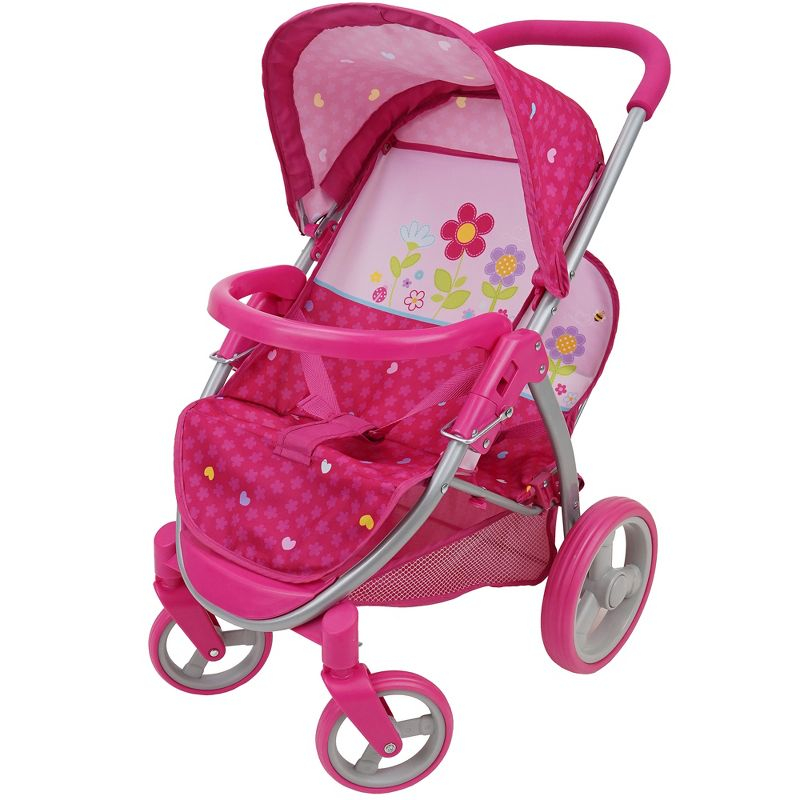 Garden Twin Doll Stroller W/ Front Swivel Wheels