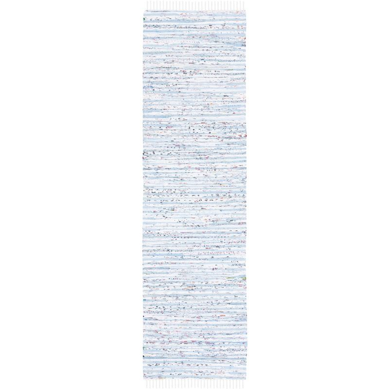 Rag Runner Rug RAR125 Hand Woven Runner Rug - Light Blue/Multi - 2'6"x14' - Safavieh.
