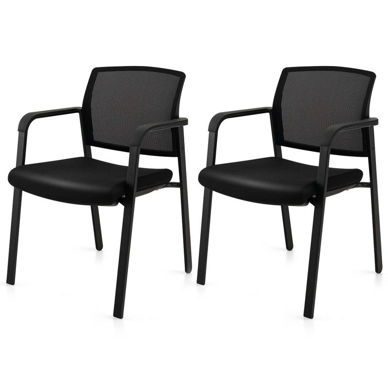 Costway Conference Chairs Set of 2 Stackable Office Guest Mesh Chairs for Waiting Room