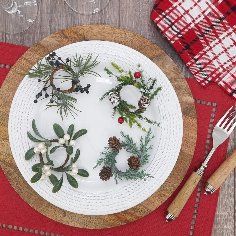 Saro Lifestyle Pine Cone Napkin Ring, Green (Set of 4)