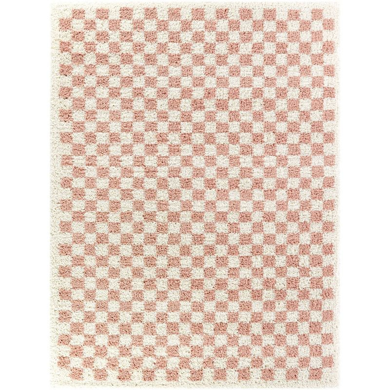 5'3"x7' Covey Checkered Kids' Area Rug Pink - Balta Rugs: Geometric Shag, Fade-Resistant, Pet Friendly, OEKO-TEX Certified