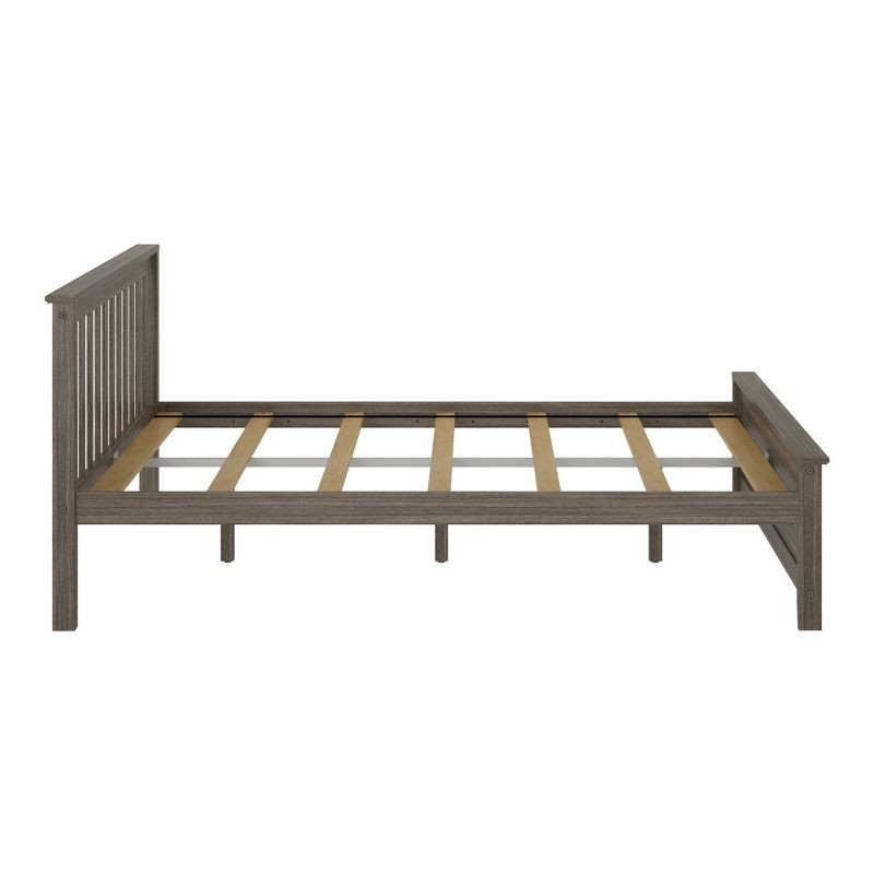 Plank+Beam Queen Bed Frame with Slatted Headboard Solid Wood Platform Bed, No box Spring Needed, Clay