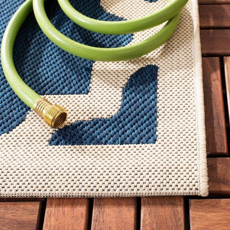 Courtyard CY6913 Power Loomed Indoor and Outdoor Area Rug - Navy/Beige - 6'7"x9'6" - Safavieh