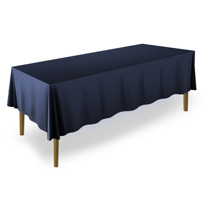 Lann's Linens Polyester Fabric Tablecloth for Wedding, Banquet, Restaurant - 70 x 120 Inch Rectangular - Navy Blue